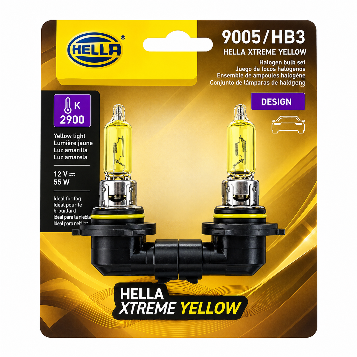 Foco Hella 9005 halógeno amarillo 65W