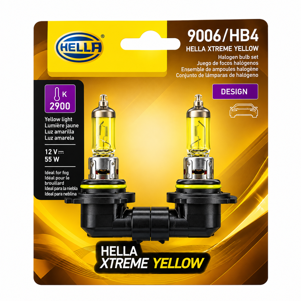 Foco Hella 9006 halógeno amarillo 55W
