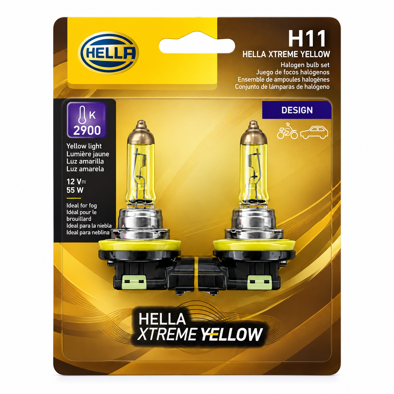 Foco Hella H11 halógeno amarillo 55W