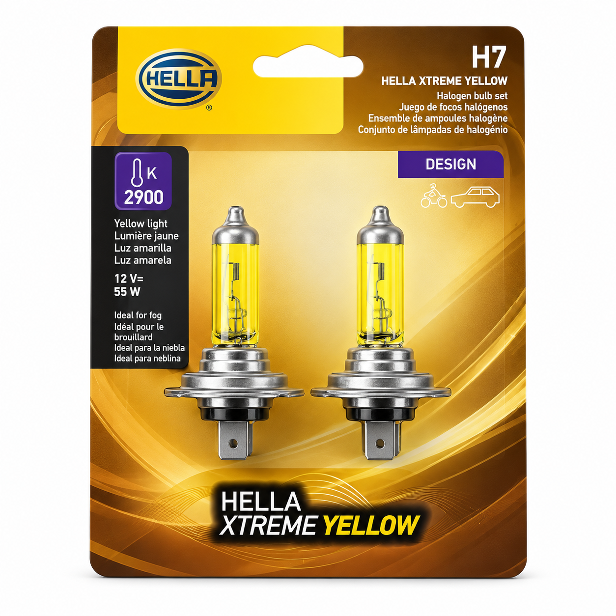 Foco Hella H7 halógeno amarillo 55W