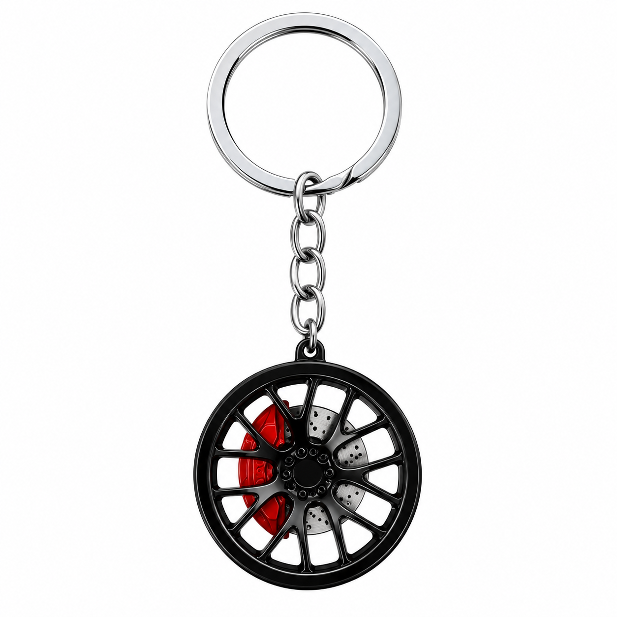 Llavero metálico de rin con logo Tunix — Negro