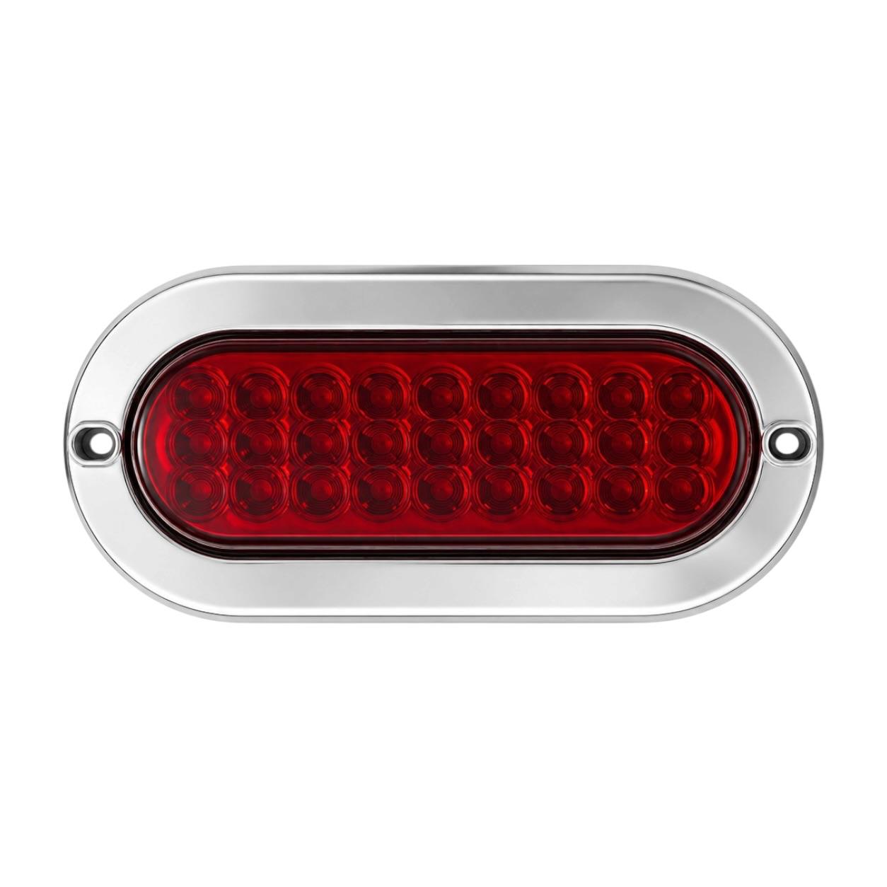 Plafón ovalado con borde cromado de 27 LED para camión  — Rojo