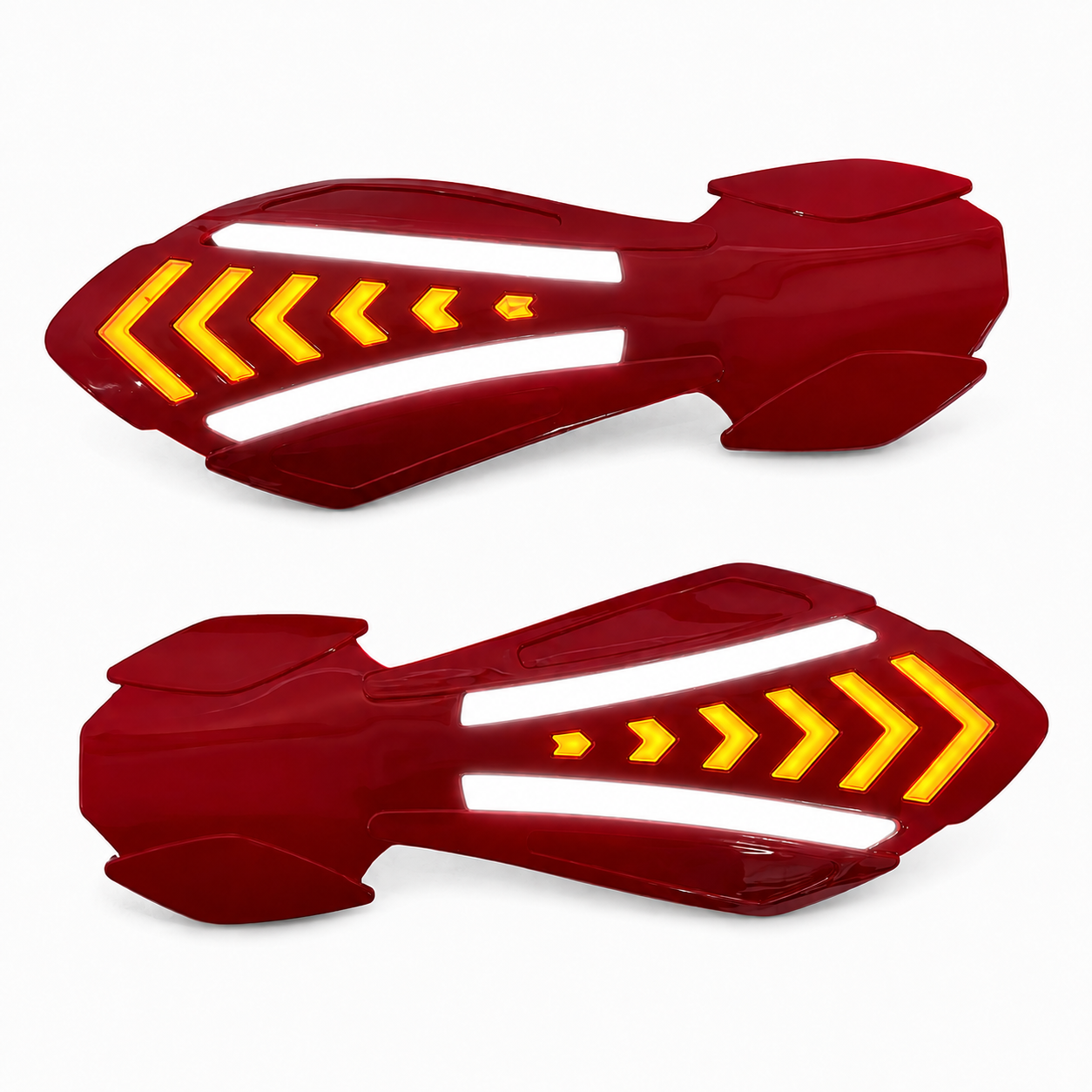 Cubrepuño para moto color rojo con luz fija y direccional secuencial — Blanco