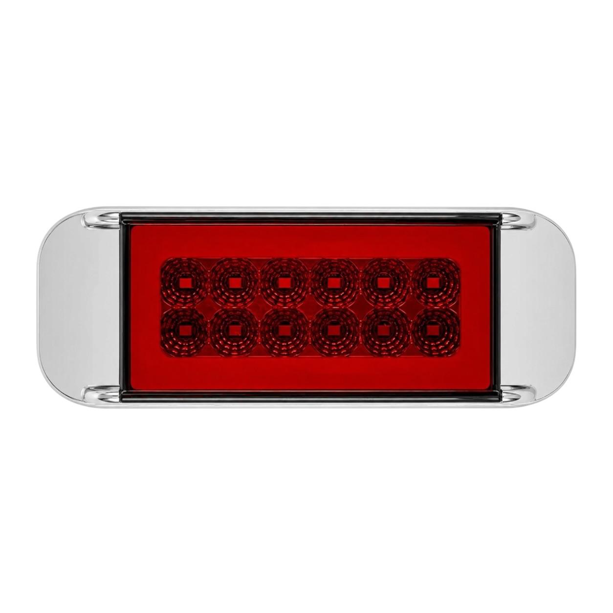 Plafón direccional de 12 LED con GLO y borde cromado  — Rojo