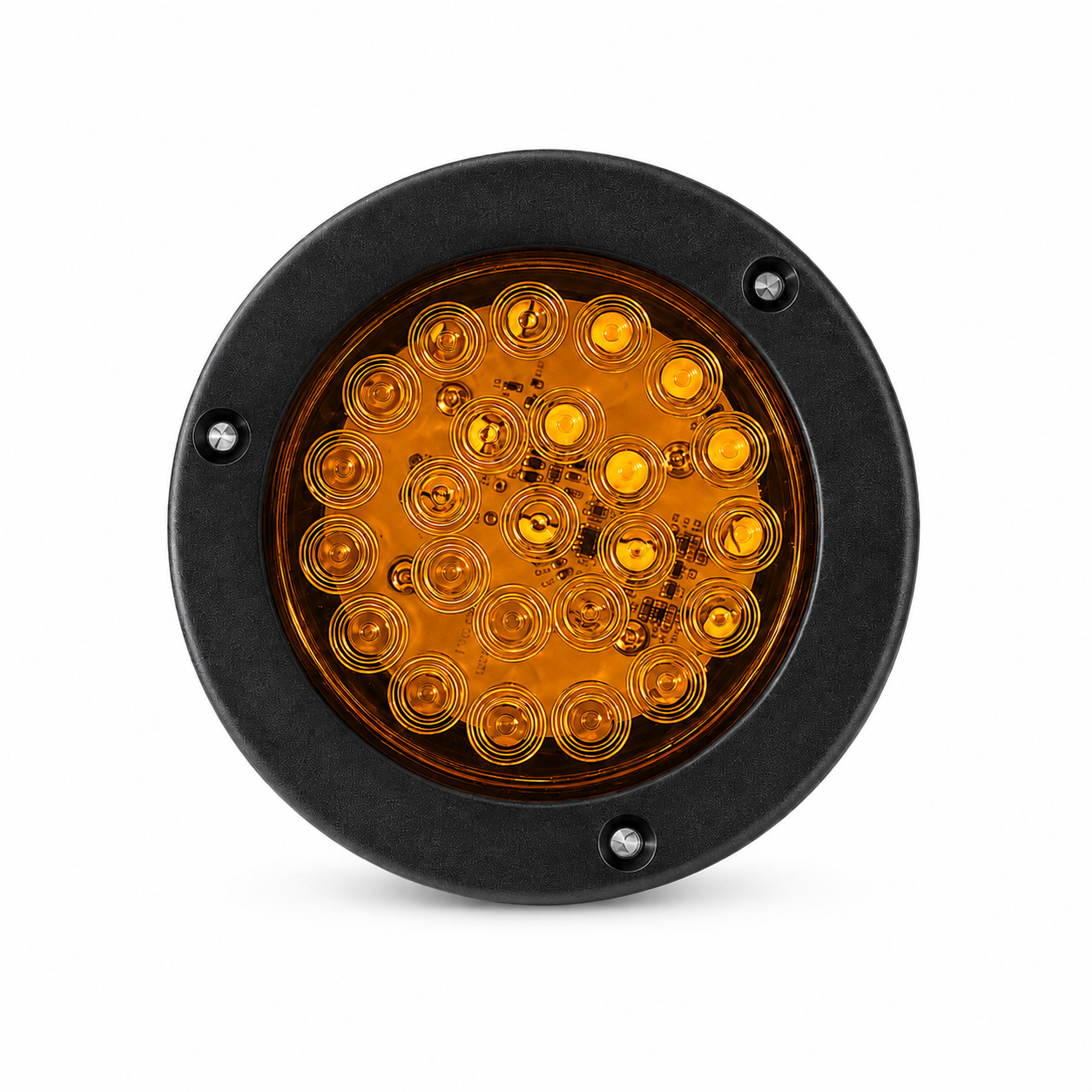 Plafón ámbar redondo con 24 LED borde negro función alta y baja