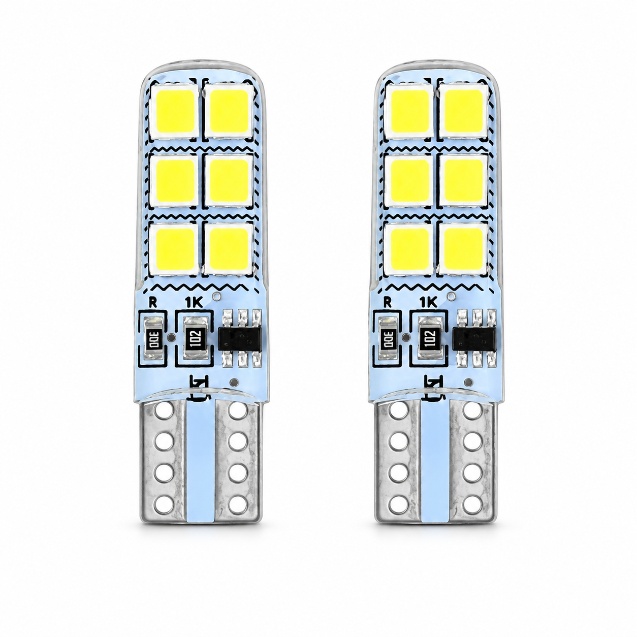 Foco LED azul de pellizco T10 · Blanco