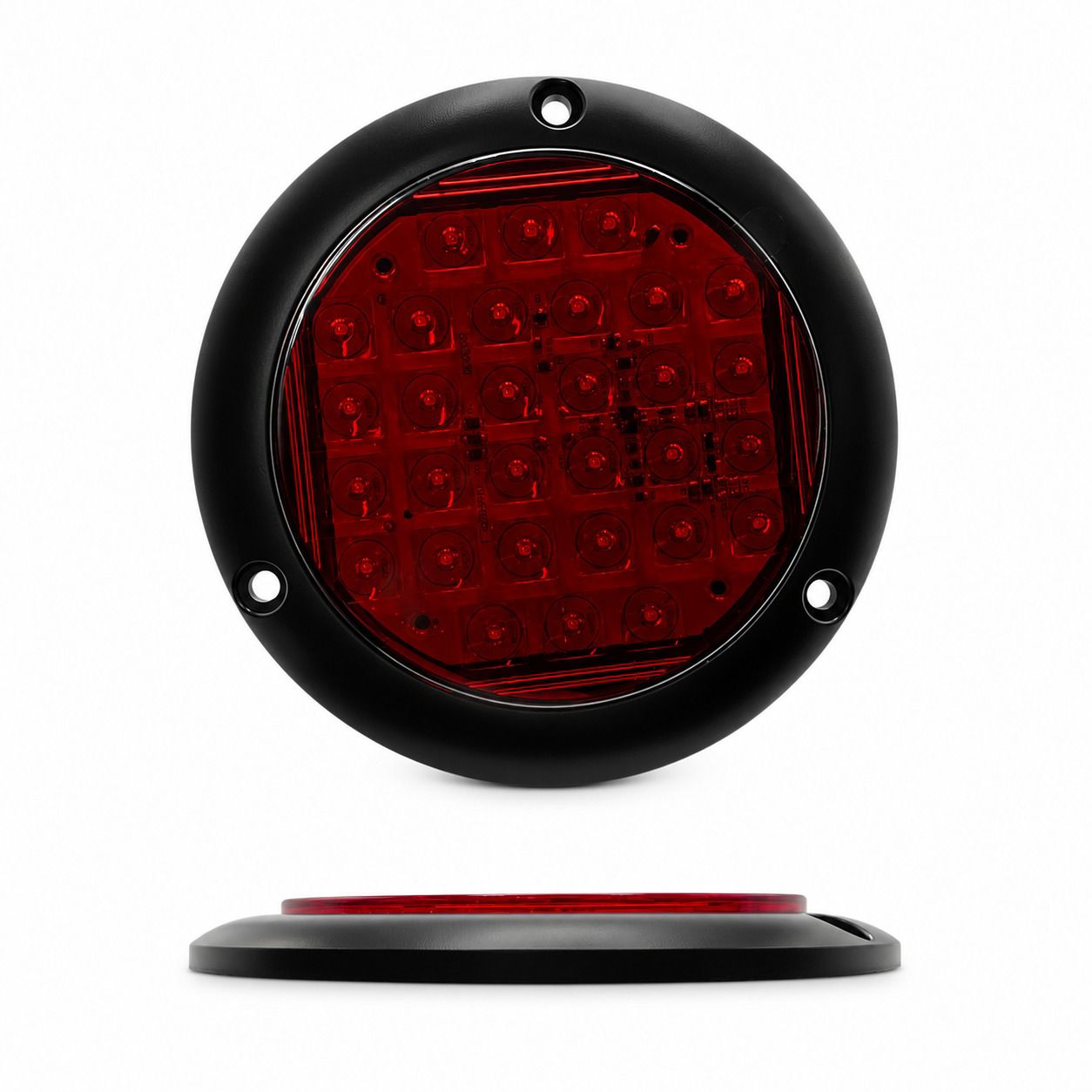 Plafón de 4" ultra slim de 30 LED con estrobo contorno negro — Rojo