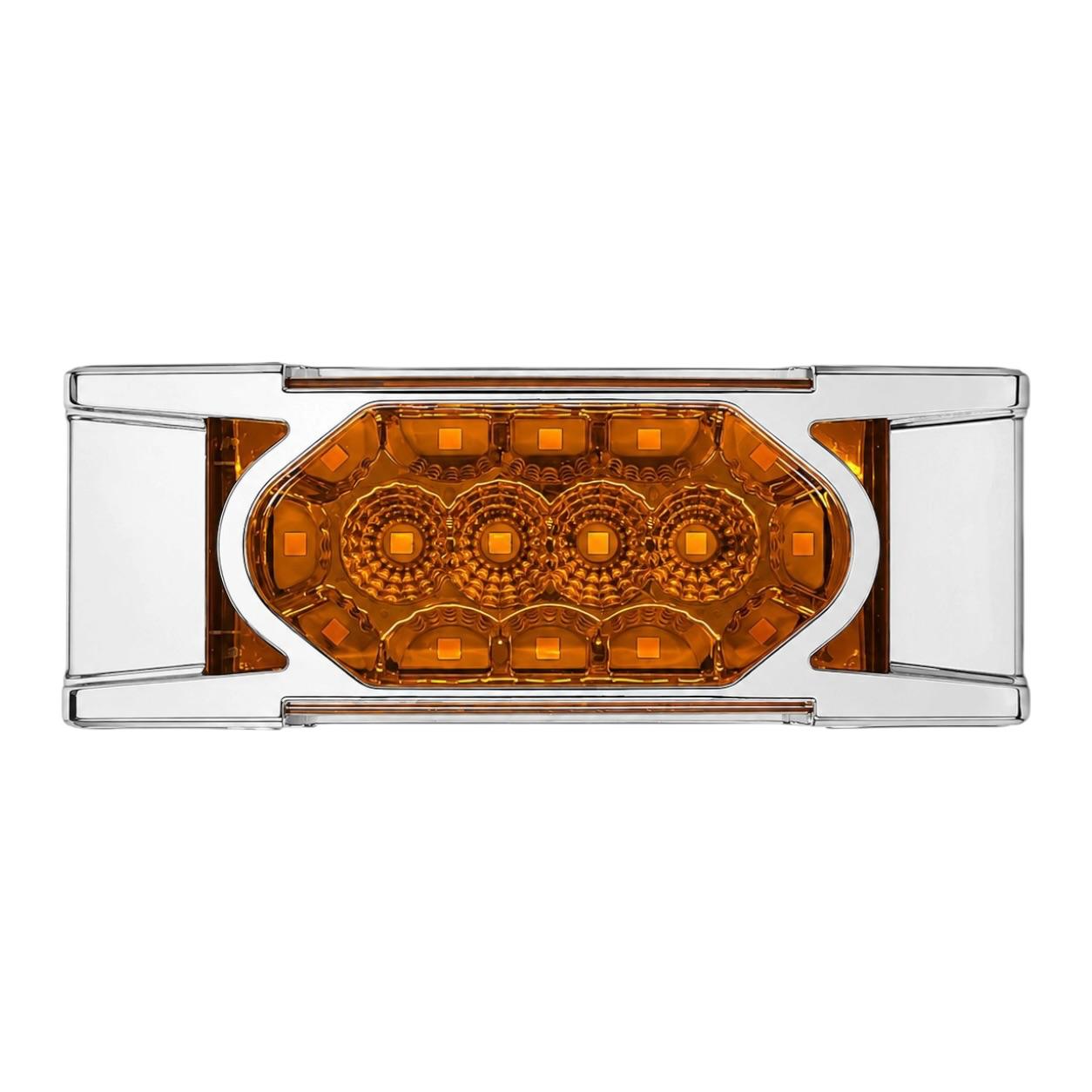 Plafón lateral para camión de 16 LED con base cromada estrobo y fijo 12/24V  · Ámbar