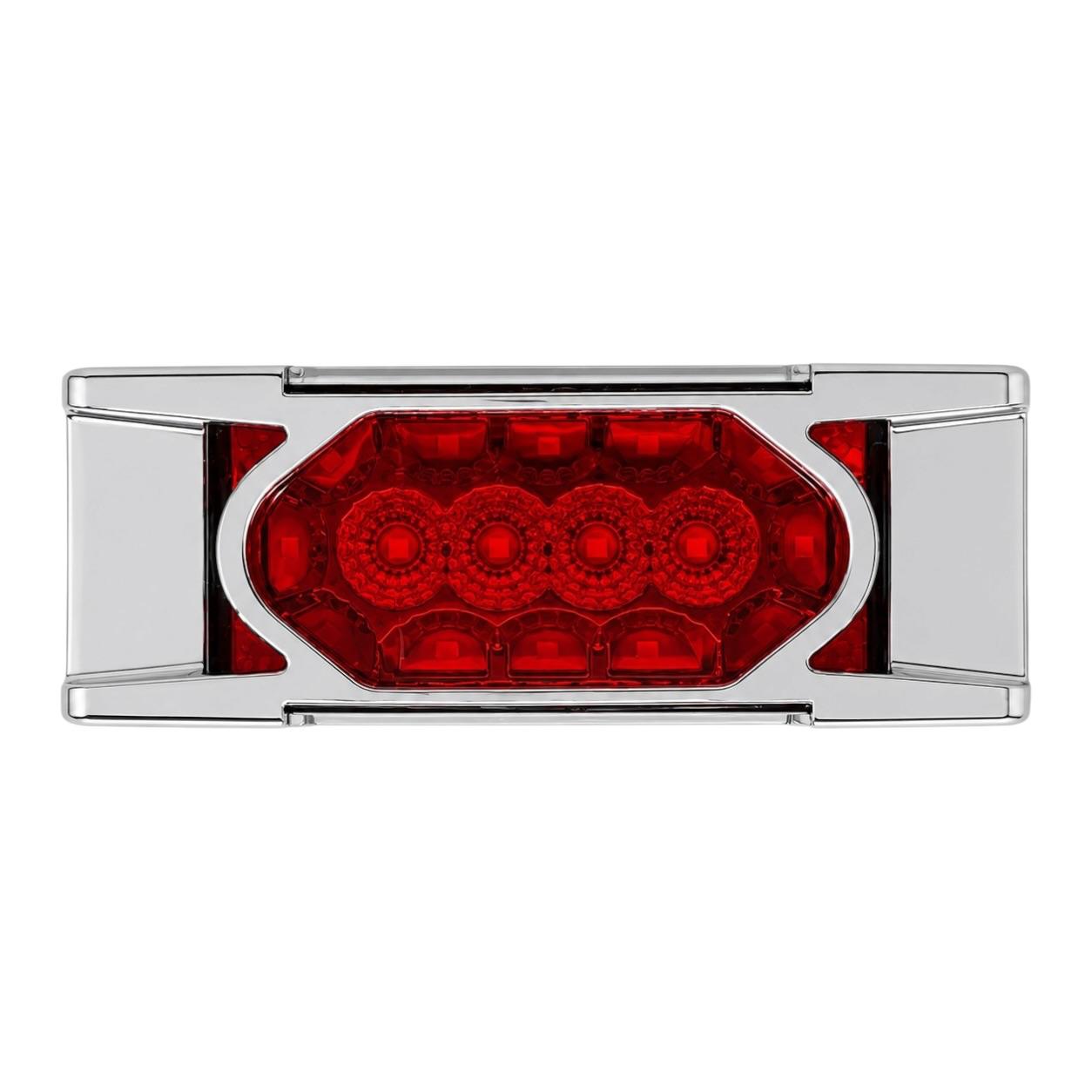 Plafón lateral para camión de 16 LED con base cromada estrobo y fijo 12/24V  · Rojo
