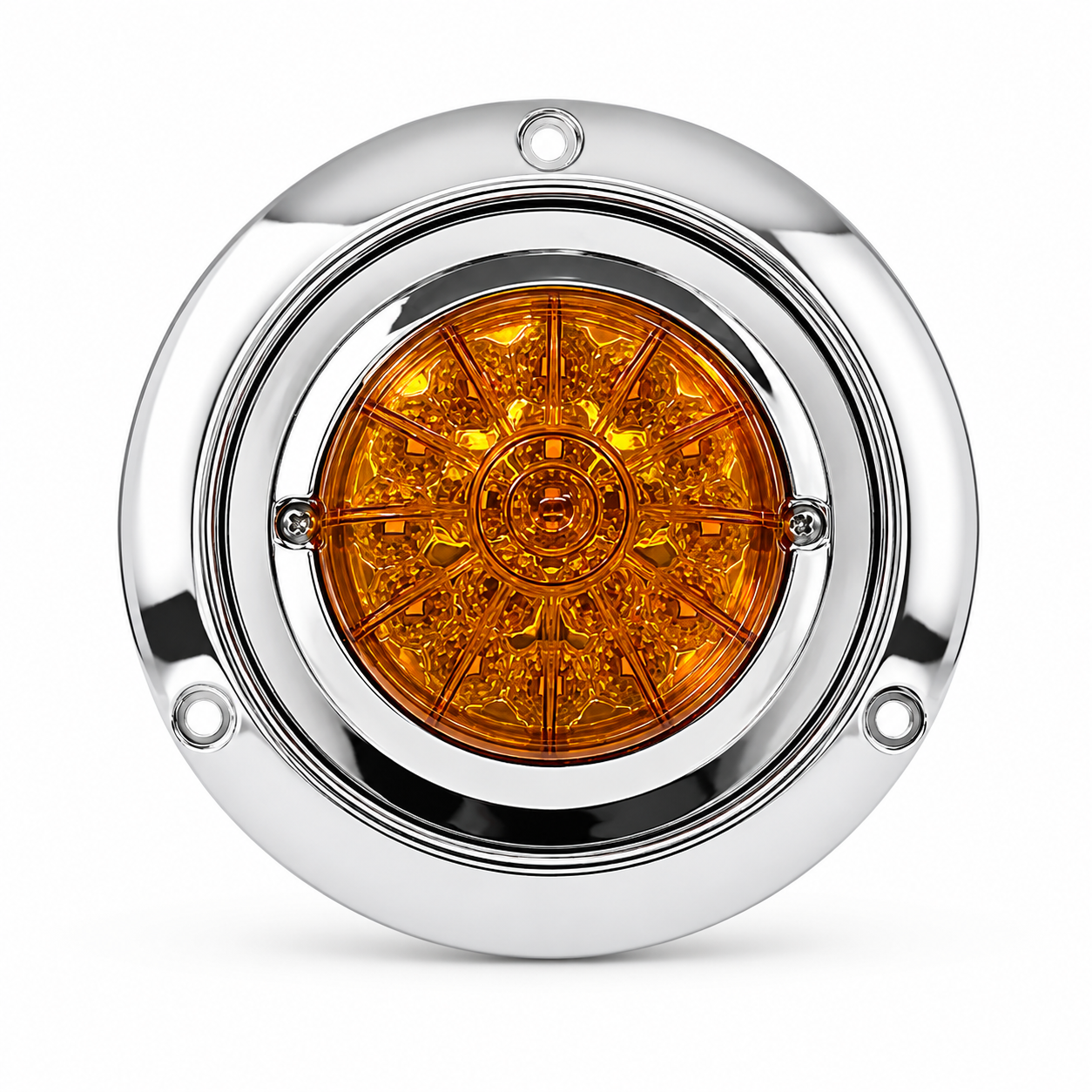 Plafón de 4” con contorno cromo de 18 LED — Ámbar