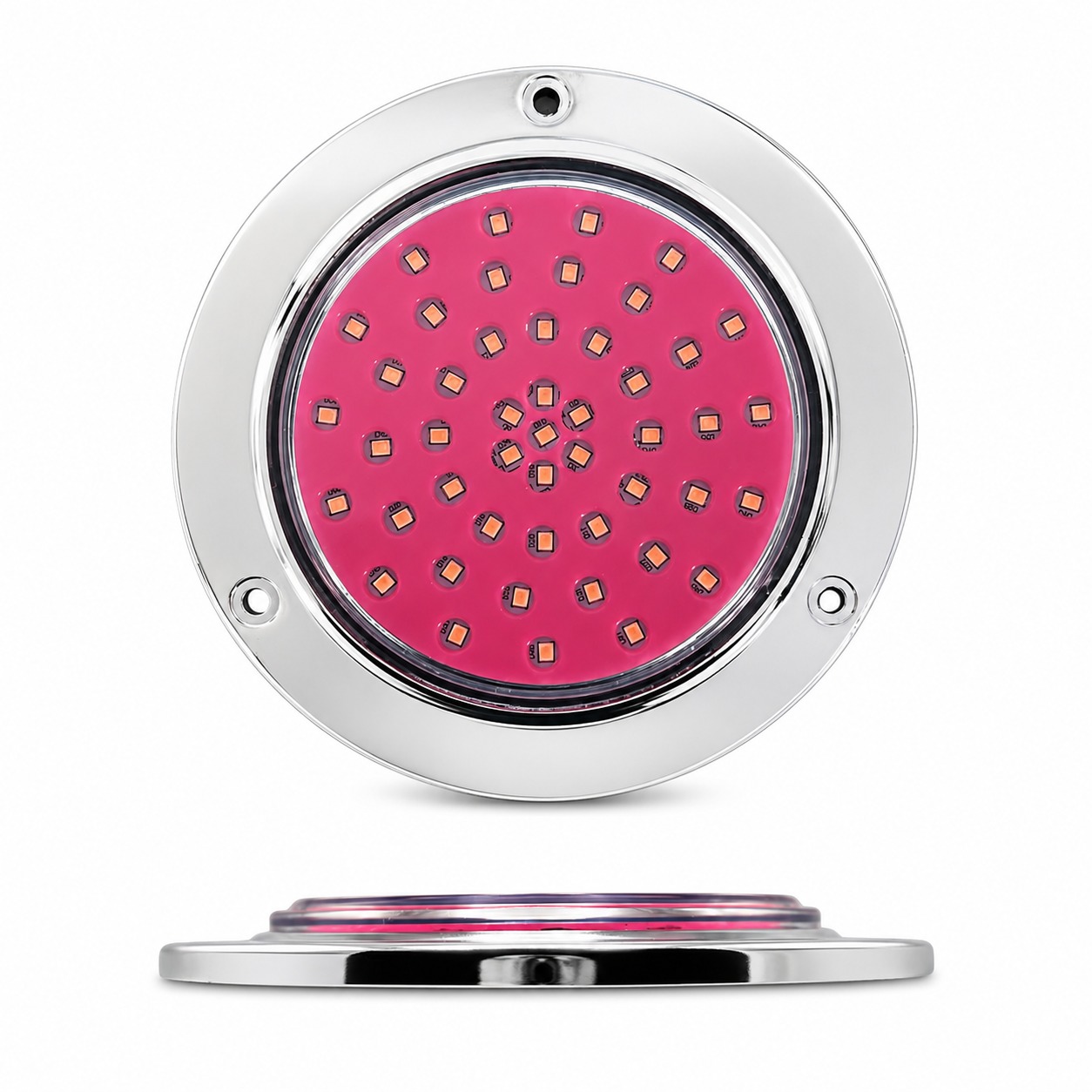 Plafón redondo de 4" con base cromada de 48 LED con funciones 12/24V — Rosa