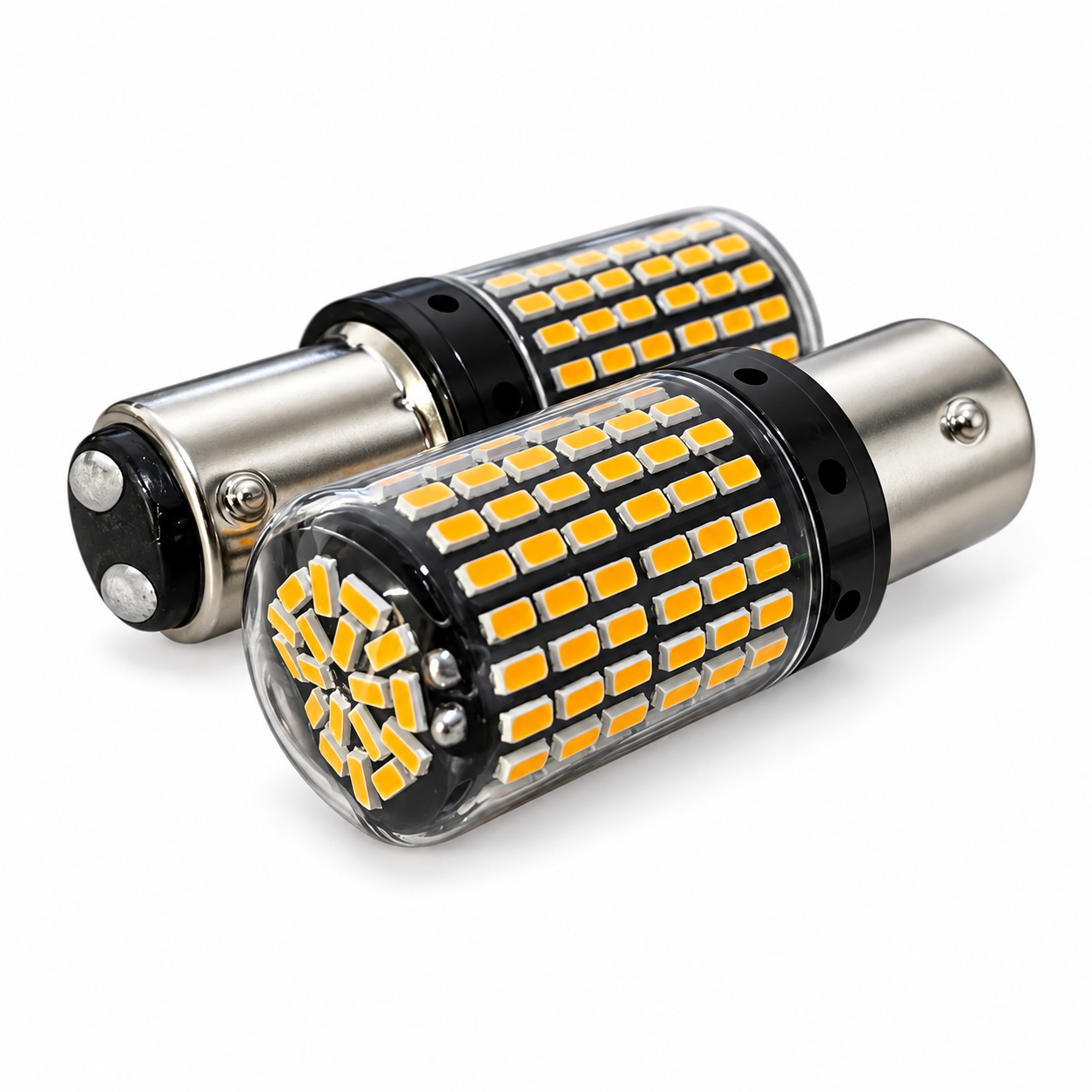 Foco multivoltaje de dos polos patas disparejas con 144 LED (1034) — Ámbar