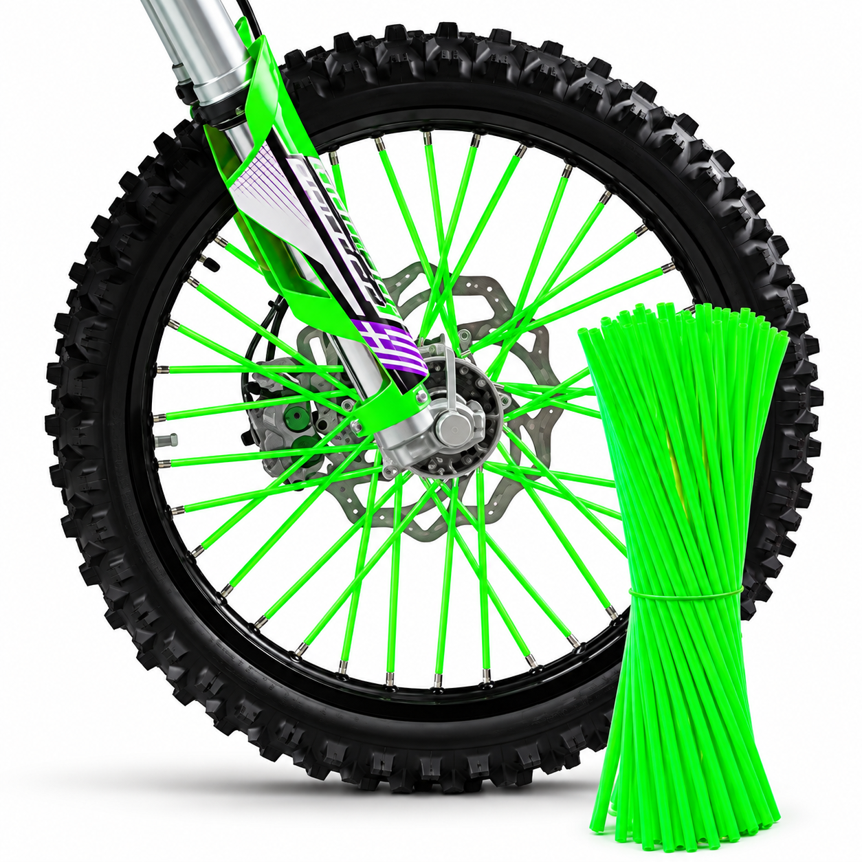 Cubre rayos rin de motocicleta verde 